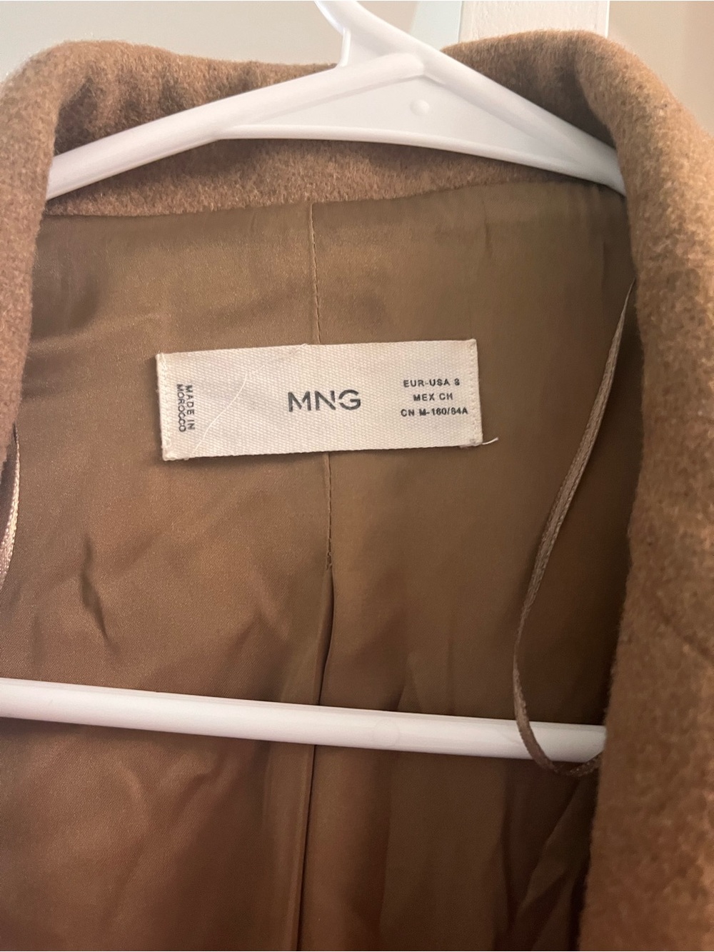 MNG Mango women Camel Wool Blend Long Coat (Size 8/M) - Picture 2 of 6